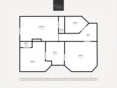 Floor plan for 2 beds, 1 bath, 850 sqft